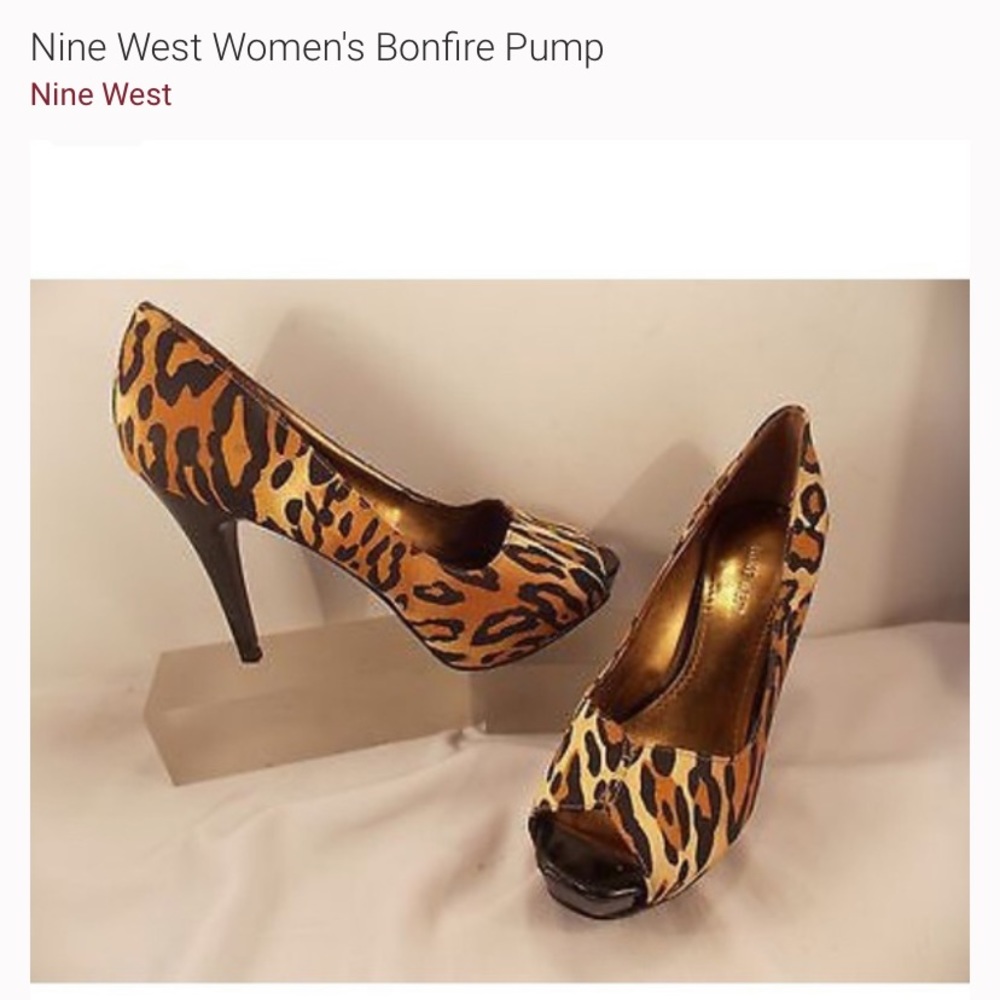 Nine West Bonfire perp toe leopard pump sz10